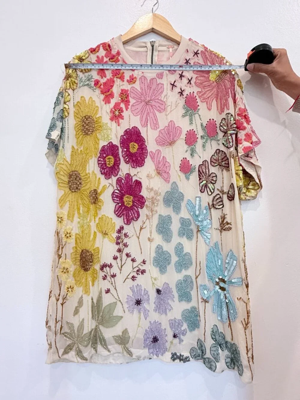 NWT Free People Jewel Beaded Floral Mini Dress Embellished Boho Sequin Size S - Picture 6 of 8